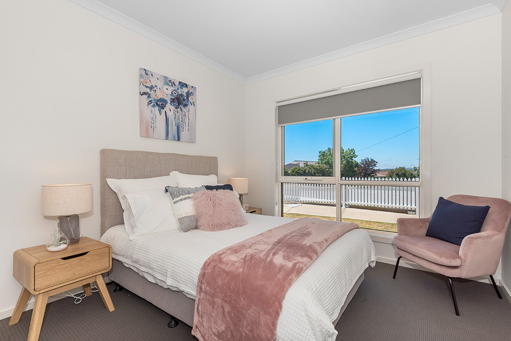 A bright lit bedroom at Golden Rise Retirement Village